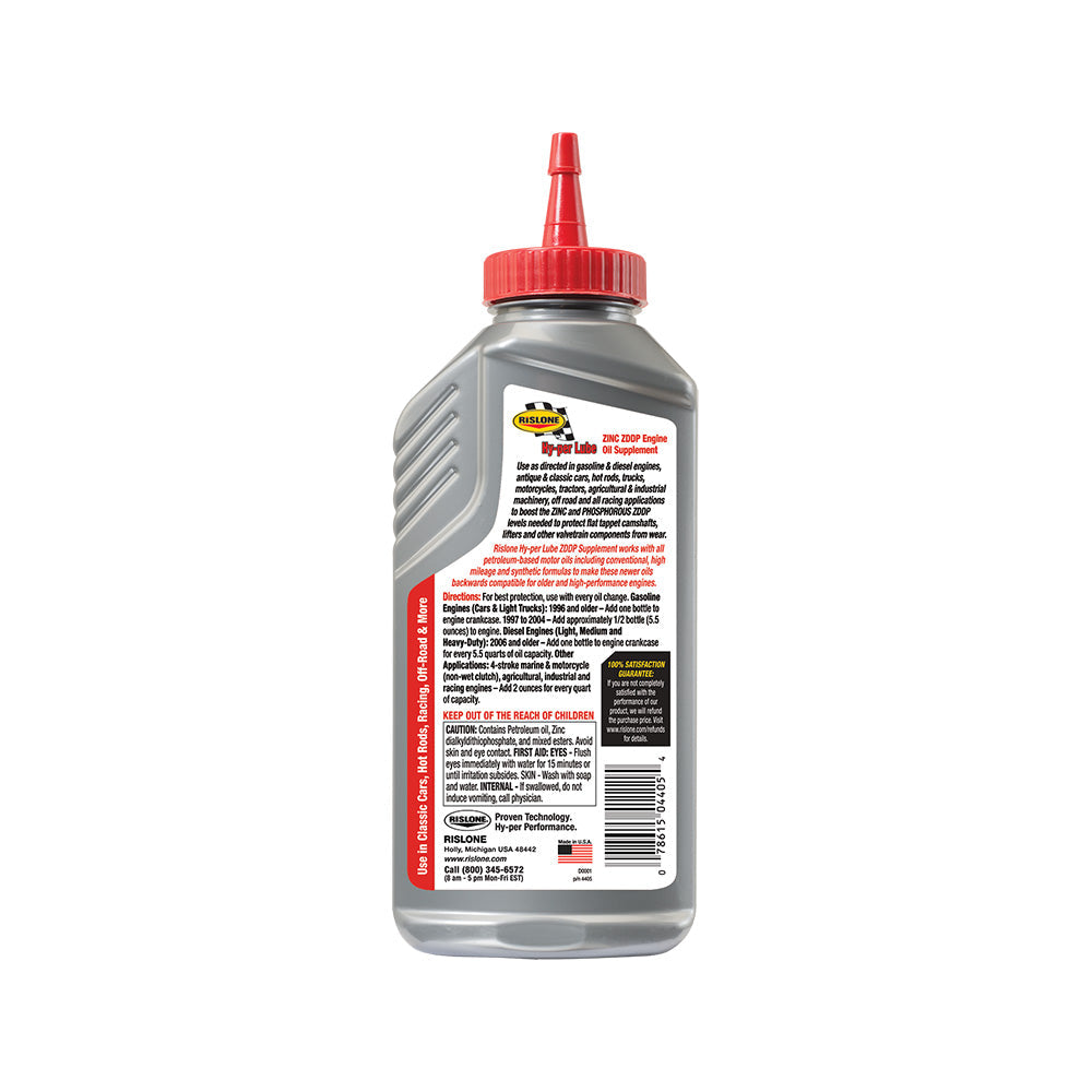Rislone Engine Oil Supplement met Zink (ZDDP) – achterkant van de verpakking